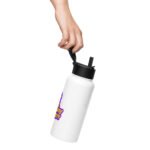 Stainless steel water bottle with a straw lid
