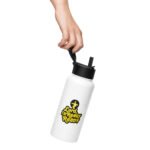 Stainless steel water bottle with a straw lid