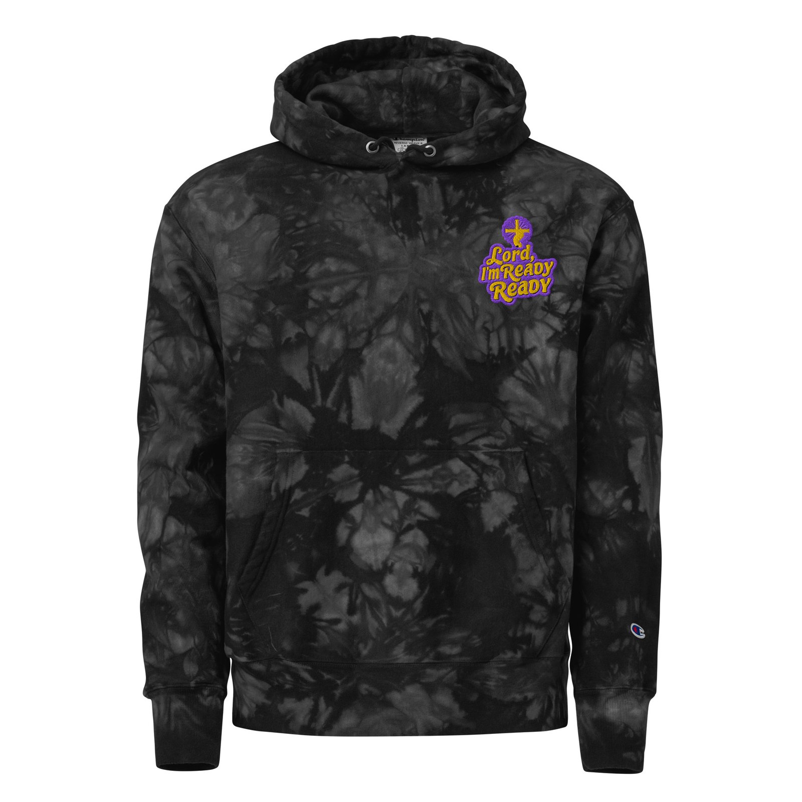 unisex-champion-tie-dye-hoodie-black-front-69f18cb78d311.jpg Unisex Champion tie-dye hoodie - Image 1